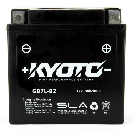 Batterie YB7L-B2 / GB7L-B2 SLA KYOTO Prête à l'emploi 