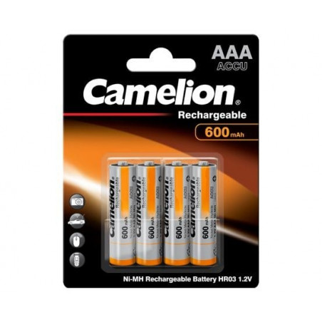 Blister 4 accus HR03 AAA 600mAh Ni-MH 1.2V Camelion