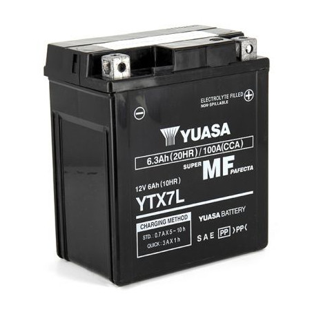 Batterie YTX7L-BS YUASA SLA prête à l'emploi 