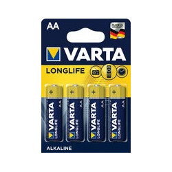 VARTA Pile alcaline Longlifr Mignon (AA/LR6) 4 pièces au meilleur prix  avec BatteriePower