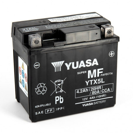 Batterie YTX5L-BS 12V 4Ah Yuasa avec acide